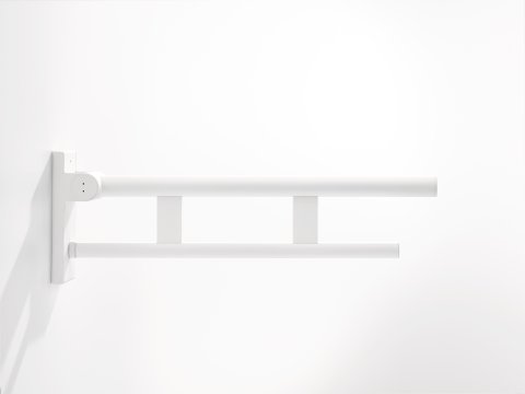Folding support handle with two bars in the colour white matt stainless steel