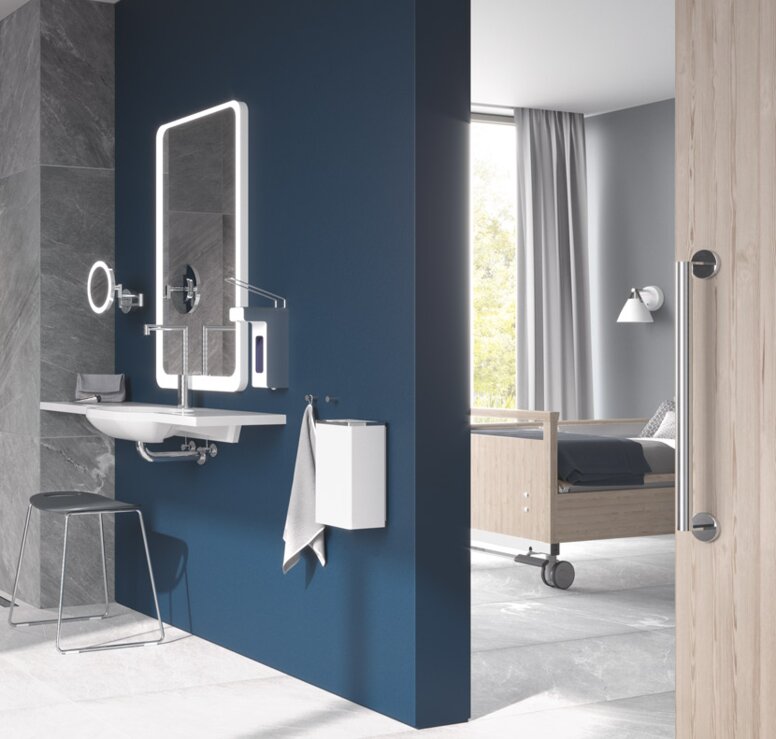 Barrier-free bathroom in System 900 from HEWI