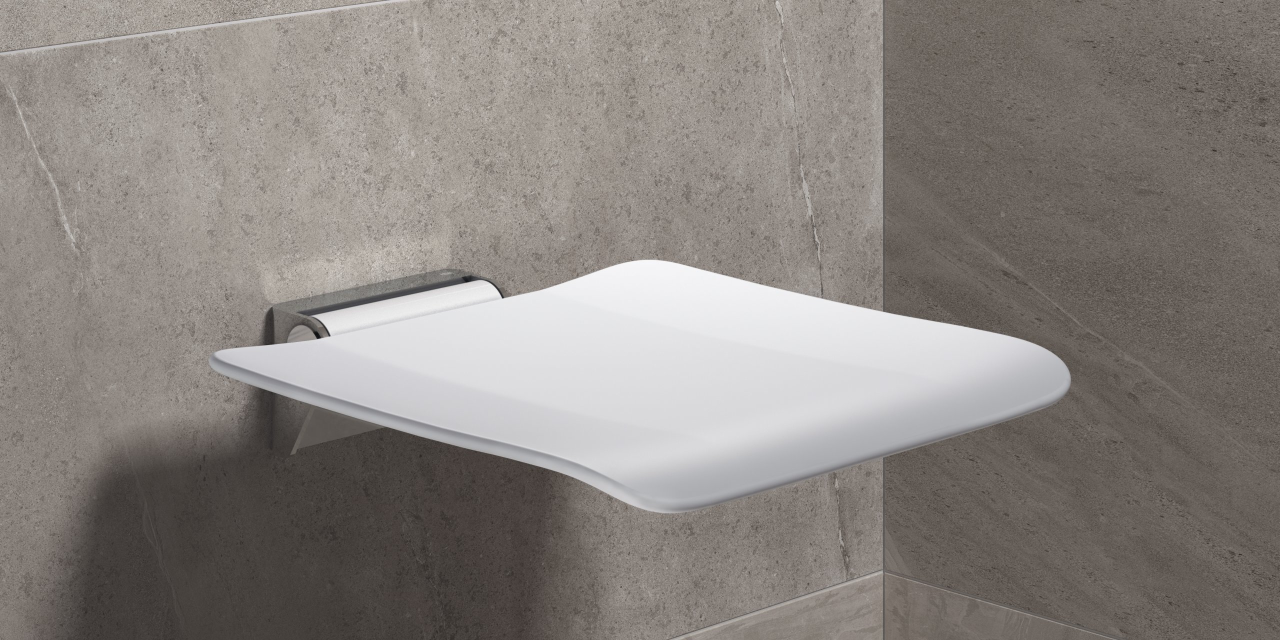 Folding seat for the shower in the colour white