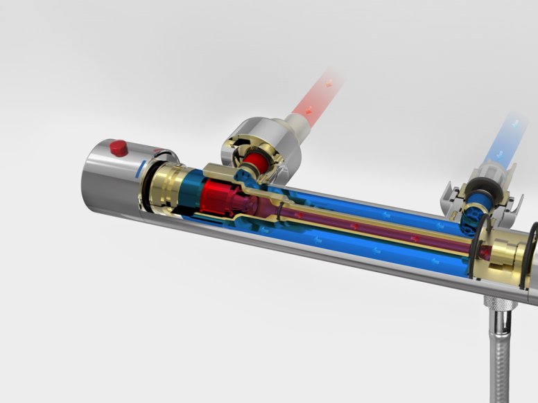 Thermostatic cartridge in the shower thermostat